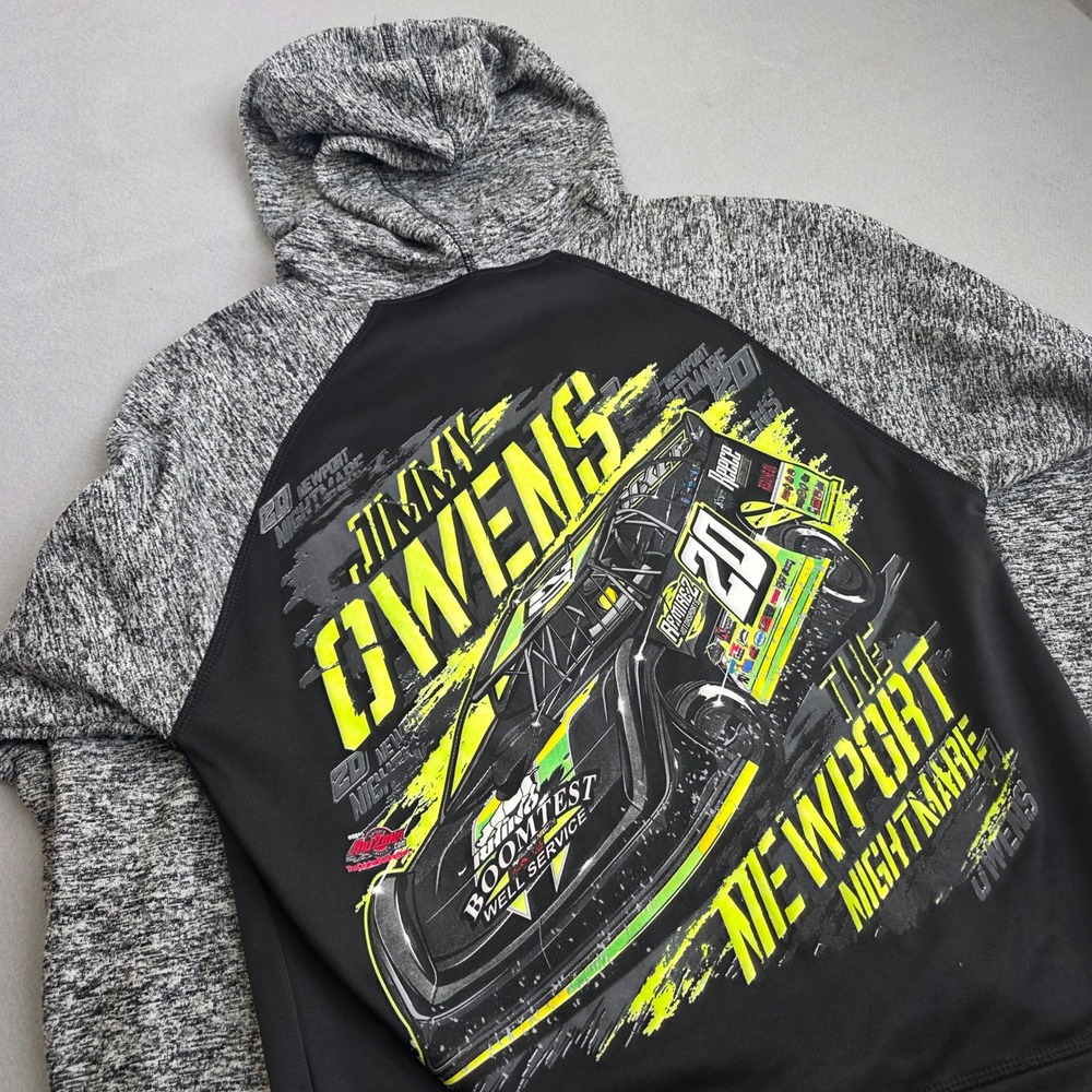J America Mens Jimmy Owens Newport Nightmare Racing Hoodie Black Grey Size S